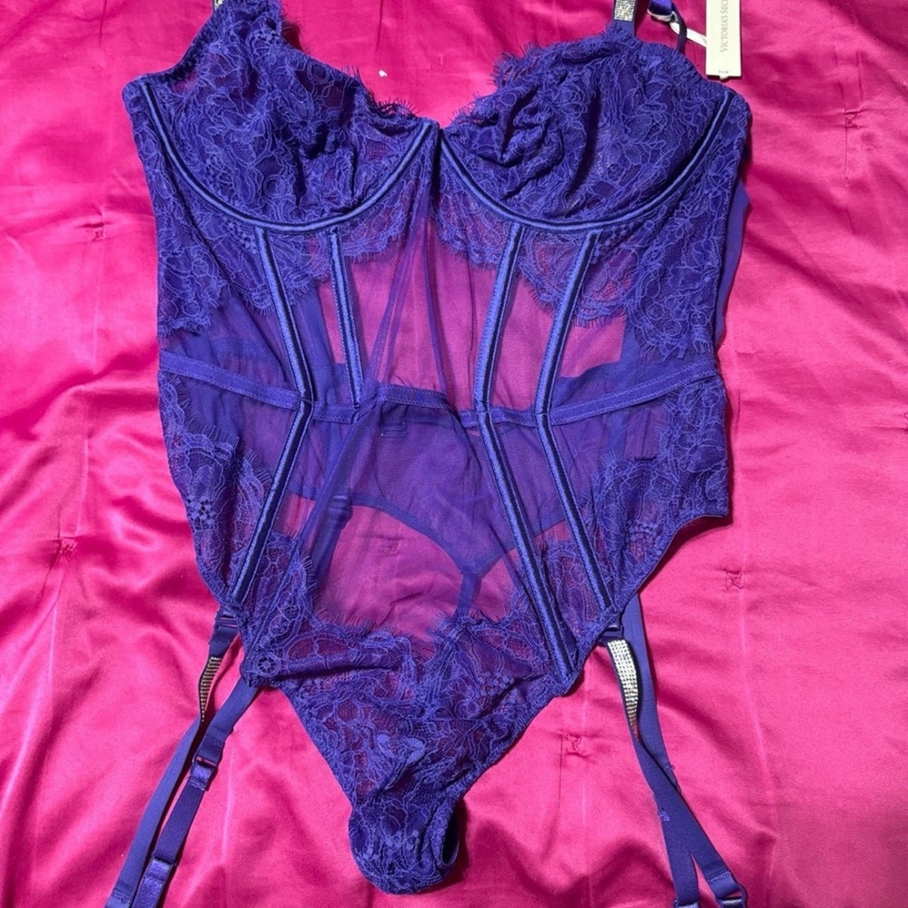Elegant Purple Lace Bodysuit